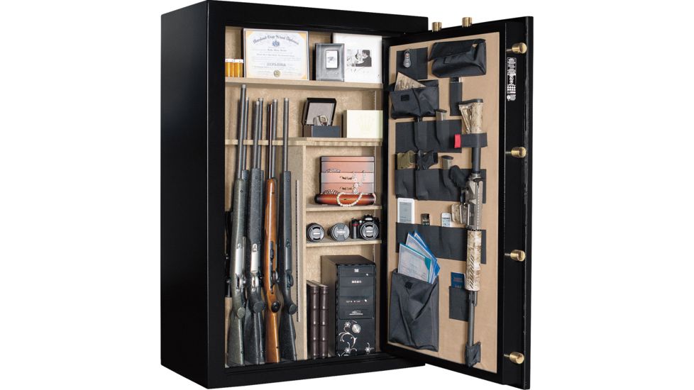 Cannon Safe Deluxe 33 Fireproof 36 Gun Safe, 60x40x24in - Hammertone Black/Brass CA33-H1FDB-13