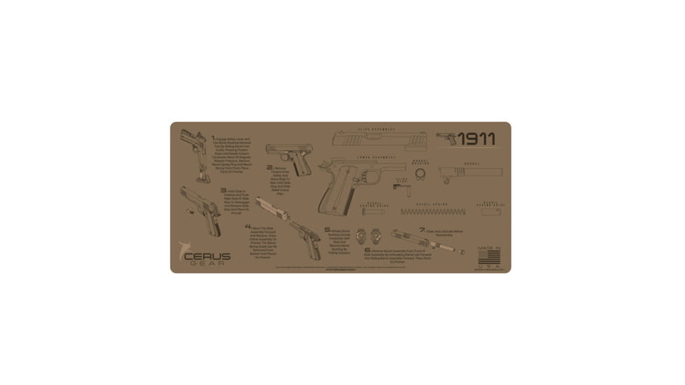 Cerus Gear 3mm Promats 12&quot;x27&quot; 1911 Instructional Char Gray, CERIM1911INSCOY