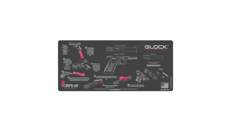 Cerus Gear 3mm Promats 12&quot;x27&quot; Glock Instructional Char Gray, CERIMGLKINSPNK