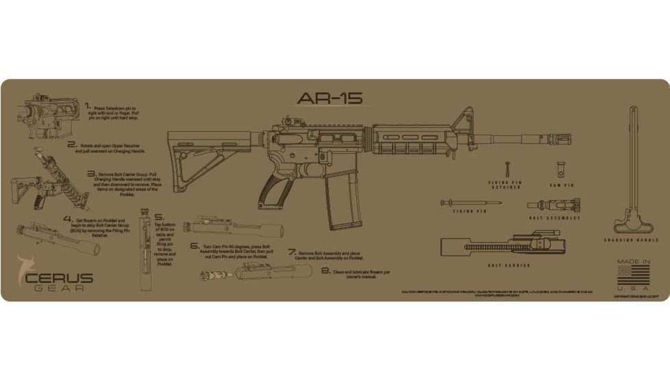 Cerus Gear 3mm Promats 12x36 Ar-15 Instructional Char Gray, CERRMAR15INSCOY