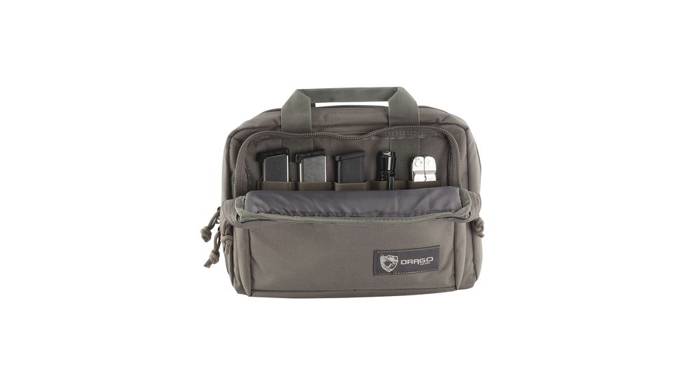 Drago Gear Double Pistol Case, 600D Polyester, 12.5x9.5x4.5in, Gray, 12-315GY