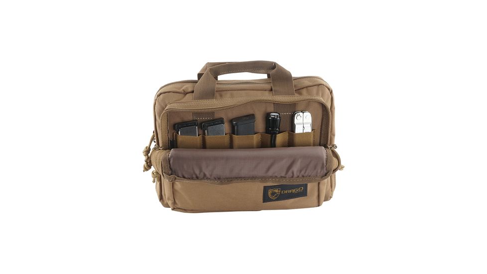 Drago Gear Double Pistol Case, 600D Polyester, 12.5x9.5x4.5in, Tan, 12-315TN