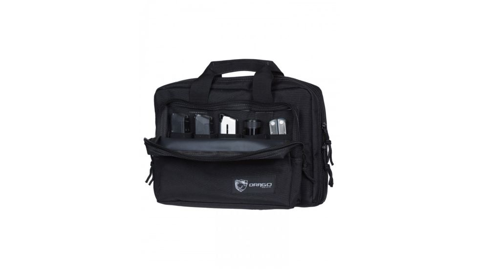 Drago Gear Double Pistol Case, 600D Polyester, 12.5x9.5x4.5in, Black, 12315BL