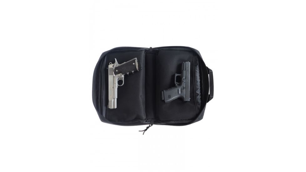 Drago Gear Double Pistol Case, 600D Polyester, 12.5x9.5x4.5in, Black, 12315BL