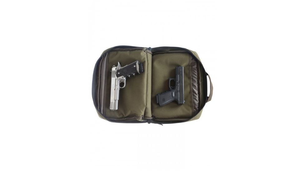 Drago Gear Double Pistol Case, 600D Polyester, 12.5x9.5x4.5in, Green, 12315GR