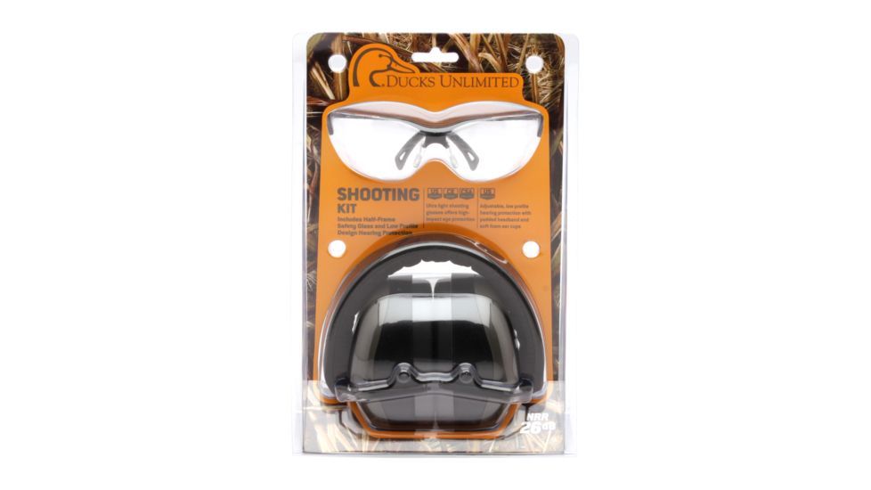 Ducks Unlimited Shooting Combo Kit, PM8010 Earmuff, Venture 3 Shooting Glasses Black Frame and Clear L DUCOMBO5710