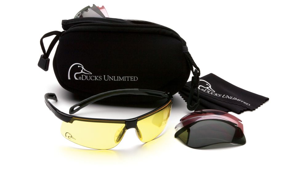 Ducks Unlimited Shooting Eyewear, Red,Yellow, Clear,Black Lens, Black Frame DUCAB2