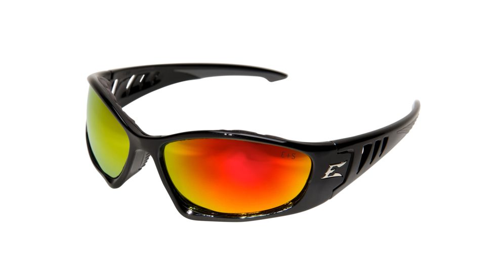 Edge Eyewear Baretti Sunglasses, Black Frame, Aqua Precision Red Mirror Lens, GSBAP119