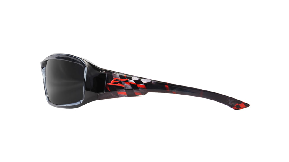 Edge Eyewear Brazeau Velocity 1 Sunglasses, Black &amp; Red Checkered Flag Frame, Smoke Lenses, XB116-C1