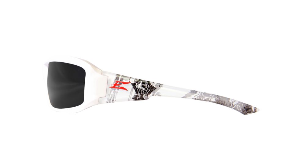 Edge Eyewear Brazeau Velocity 2 Sunglasses, White &amp; Black Motorcycle Engine Frame, Smoke Lense, XB146-C2