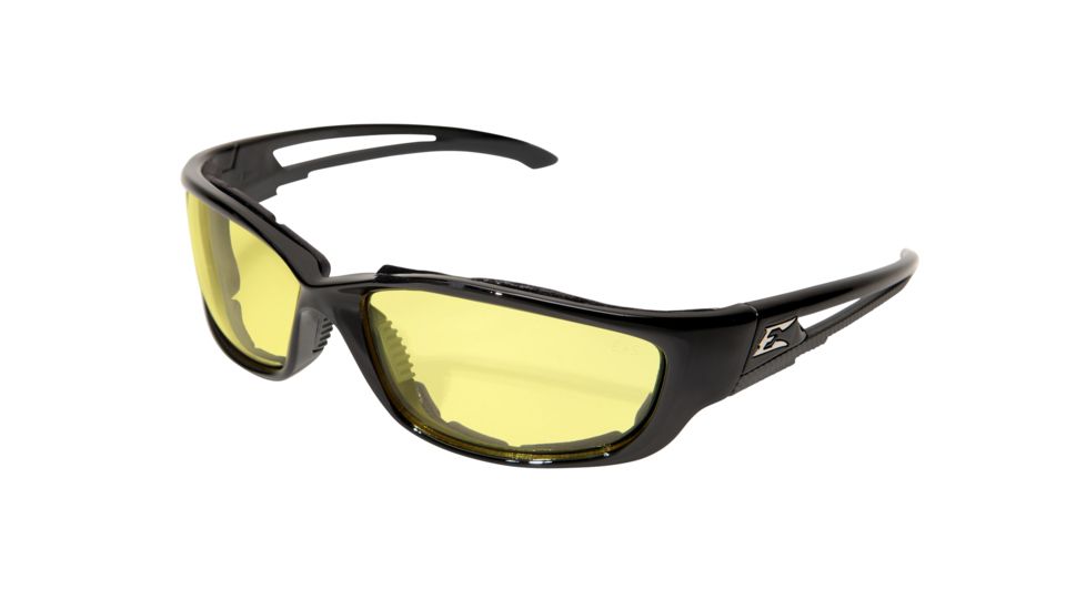 Edge Eyewear Kazbek XL Sunglasses, Black Frame, Yellow Vapor Shield Lenses, GSK-XL112VS