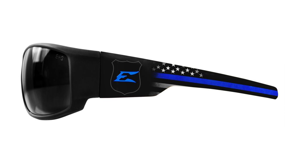 Edge Eyewear Legends The Guardian Sunglasses, Soft-Touch Black &amp; Blue Frame / Smoke Vapor Shield, HL616-LE1