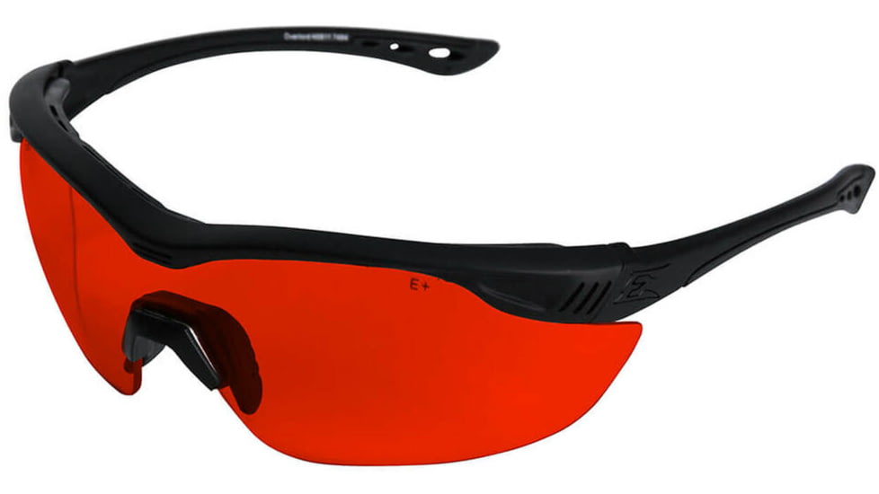 Edge Eyewear Overlord Shooting Glasses, Soft-Touch Matte Black Frame / Red Lens for Green Lasers, One Size, HO61-L4