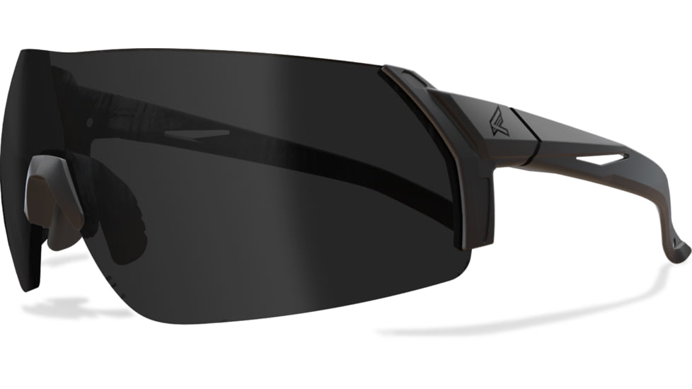 Edge Eyewear Urgent Fury Shooting Glasses, Black Frame, Polarized Smoke Vapor Shield Lenses, Standard, UF16PVS