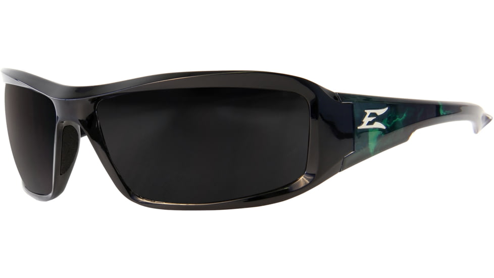 Edge Safety Eyewear Brazeau Apocalypse 1 Sunglasses, Black &amp; Green Energy Charge Frame, Smoke Lens, One Size, XB116-A1