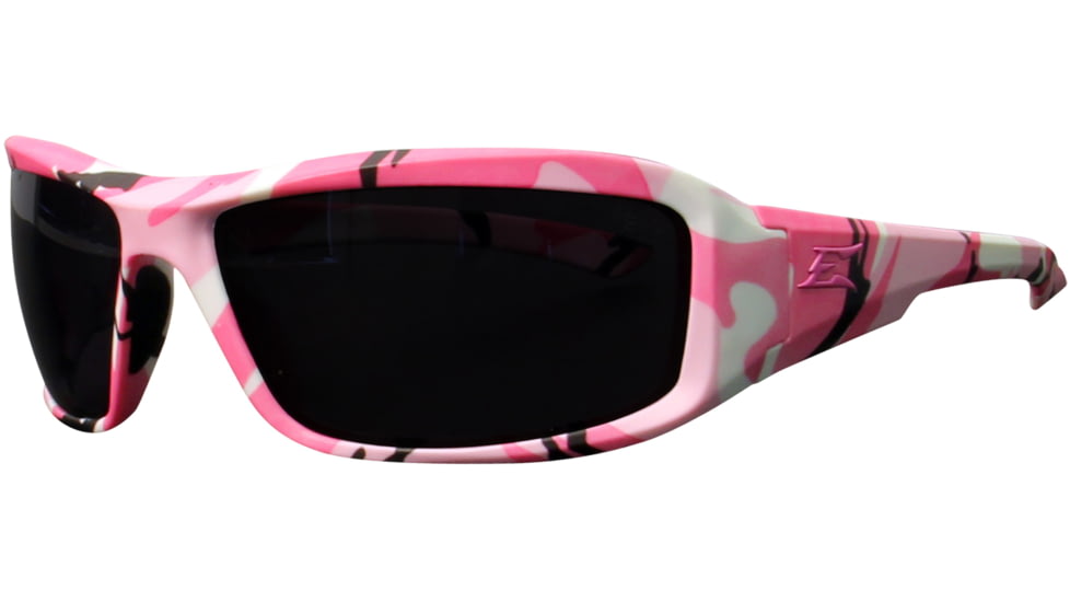 Edge Safety Eyewear Brazeau Huntress Sunglasses, Pink Camo Frame, Polarized Smoke Lens, One Size, TXB216-H1