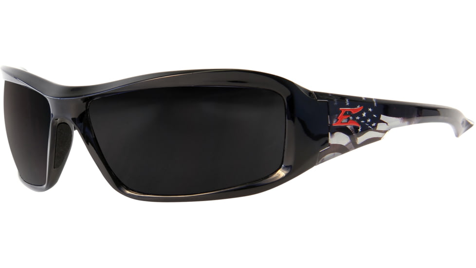 Edge Safety Eyewear Brazeau Patriot 1 Sunglasses, Black &amp; American Flag Frame, Polarized Smoke Lens, One Size, TXB216-P1
