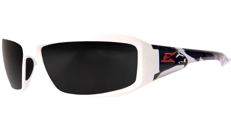 Edge Safety Eyewear Brazeau Patriot 2 Sunglasses, White &amp; Black Bald Eagle Frame, Smoke Lens, One Size, XB146-P2