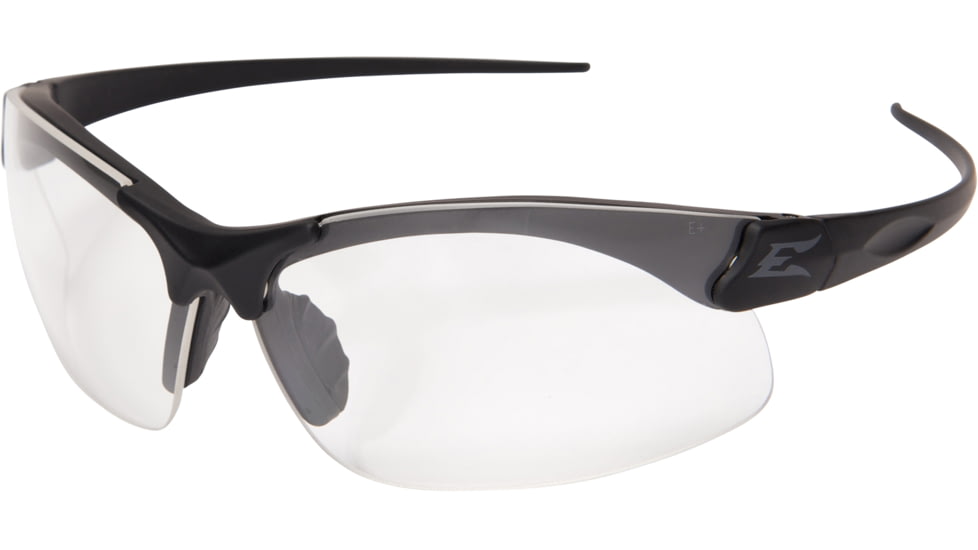 Edge Tactical Eyewear Sharp Thin Temple Sunglasses, Soft-Touch Matte Black Frame / Clear Vapor Shield Lens, One Size, SSE611-TT