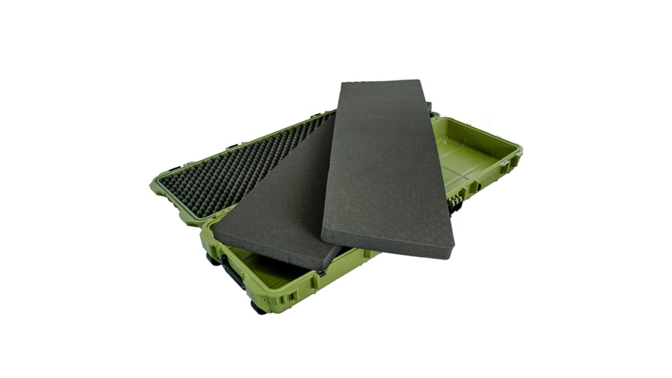 Eylar 53in Protective Roller Rifle Case Water and Shock Resistant w/ Foam, Green, SA00015-Grn