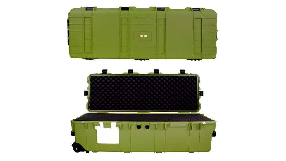 Eylar Extra Large 44in Waterproof Deep Heavy Transport Stacker Roller Rifle Hard Case w/Foam, Green, SA00028-GRN
