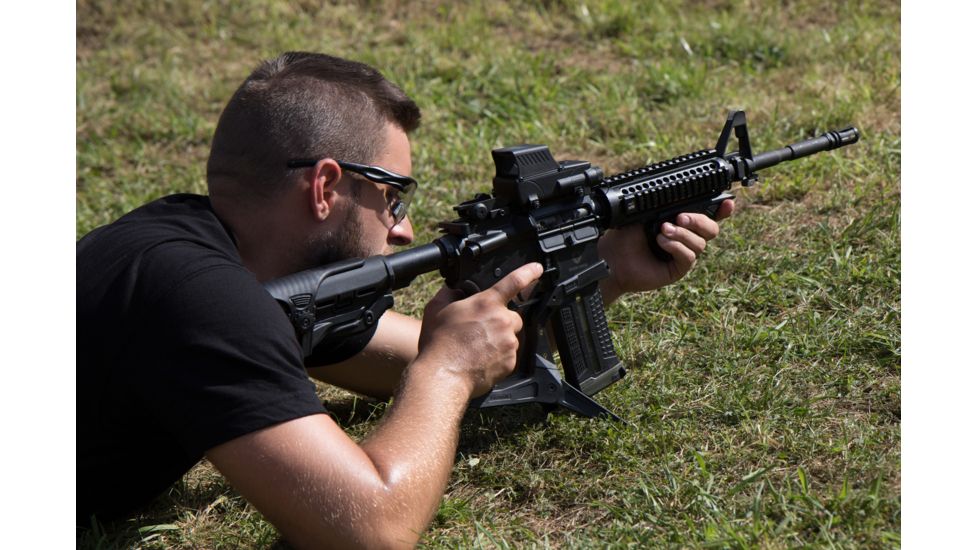 FAB Defense AR-15 Quick Deployment Bipod with an Integrated AGR-43 Pistol Grip, Black, FX-ARPODB