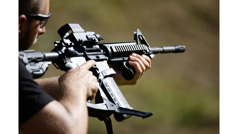 FAB Defense AR-15 Quick Deployment Bipod with an Integrated AGR-43 Pistol Grip, Black, FX-ARPODB
