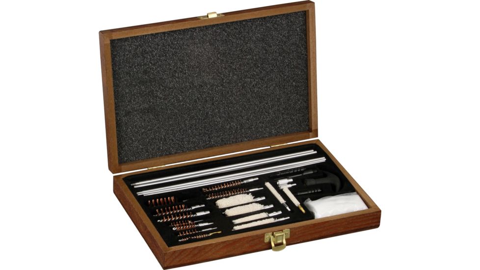 Game Raider 35 Piece Universal Gun Cleaning Kit w/ brown wood carrying/storage case RG0035W