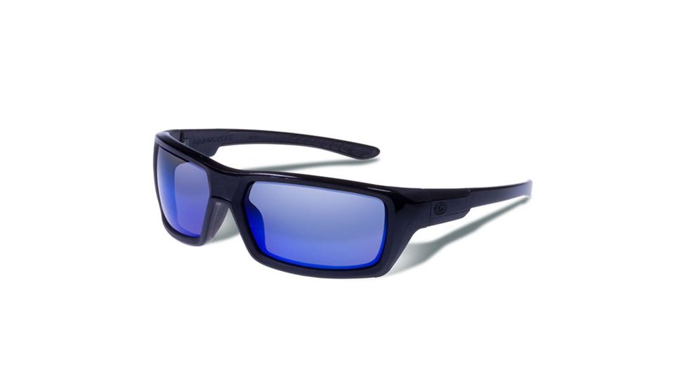 Gargoyles Khyber Sunglasses w/ Black Frame, Smoke Polarized w/Blue Mirror Lens GAR10700084