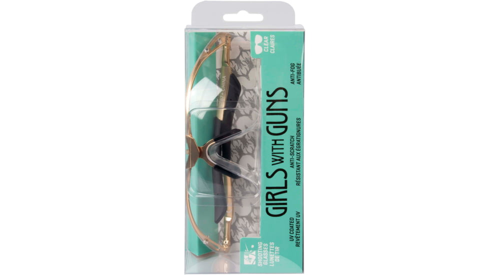 Girls With Guns Afire Protective Shooting Safety Glasses, Gold Frame, Clear Lenses, One Size, 2370