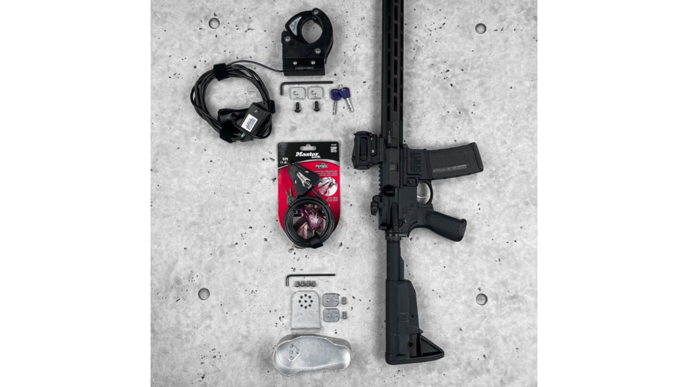Grey Man Tactical Locking Rifle Rack Kit w/SC-6, XL Buttstock Cup Kit, Black, 000013