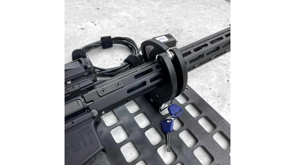Grey Man Tactical Vehicle Locking Rifle Rack w/SC-6 Mount, 15.25 x 25 RMP, XL Buttstock Cup Kit, Black, 000332