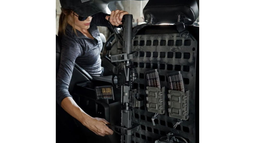 Grey Man Tactical Vehicle Rifle Rack w/Rubber Clamps, 15.25x25 Rigid MOLLE Panel, Buckle Loop-Around, D-Ring, GMT-RMP-28-07-05-01
