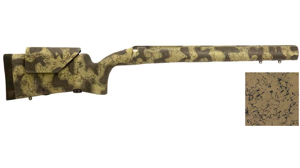 H-S Precision Remington 700 BDL Varmint Adjustable Cheek Piece Rifle Stock, Carbon Fiber Barrel Contour, Vertical Grip, LA, RH, Tan/Black, 32.3in O.A.L., 13.5in L.O.P., PSL154-Tan/Black