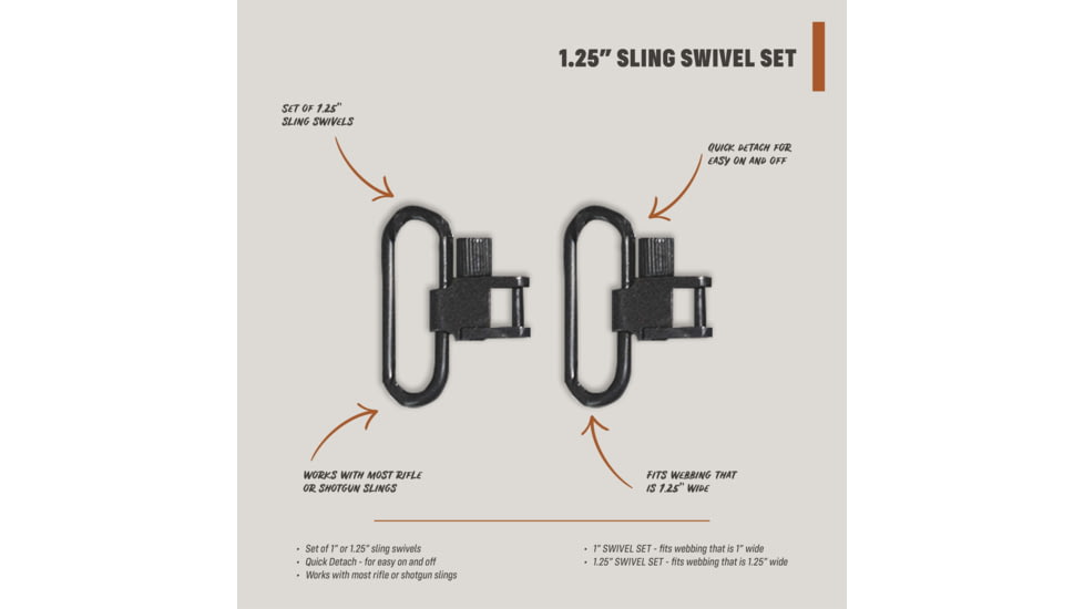 HALF RACK Sling Swivel Set, 2 Psc, 1.25 in, Black, Small, HR1149