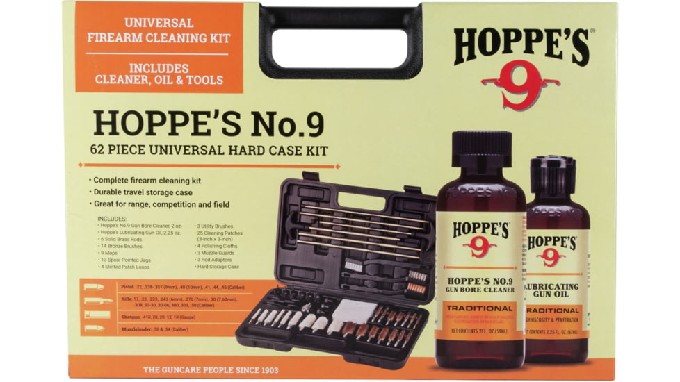 Hoppes 9 Deluxe Cleaning Kit w/ No 9 Cleaner and Oil 62 Piece, Blow Molded, Black, 62108