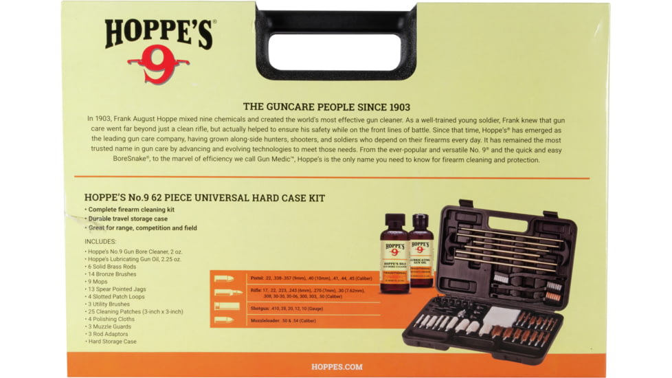 Hoppes 9 Deluxe Cleaning Kit w/ No 9 Cleaner and Oil 62 Piece, Blow Molded, Black, 62108