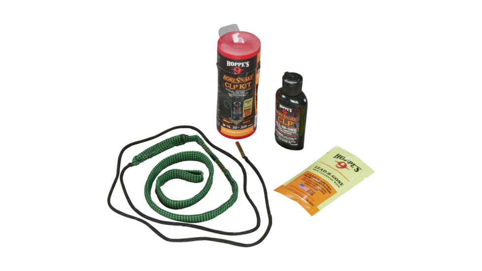 Hoppe's 9 Boresnake Cleaning Kit Combo W/clp .22/.223 Rifle, Brass/Cotton/Nylon, 210556
