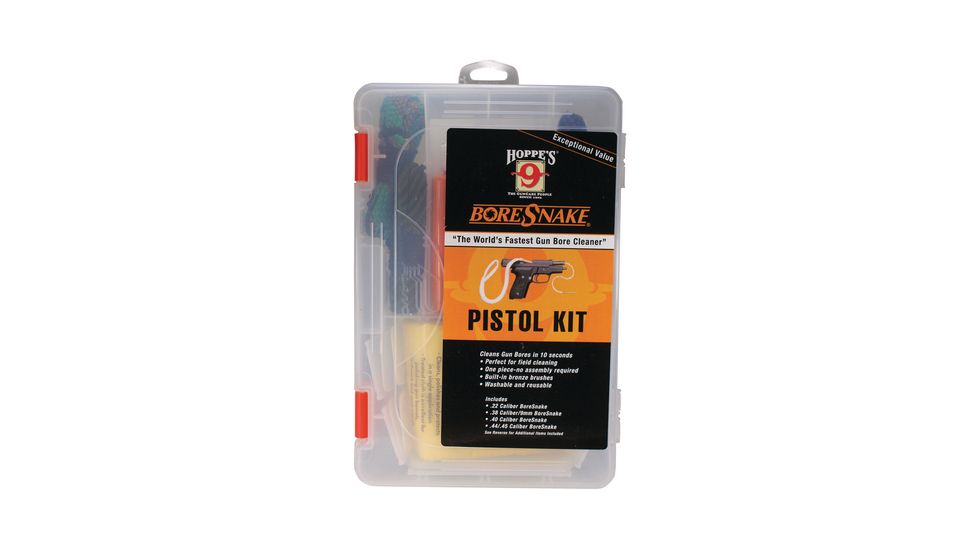 Hoppes Boresnake Pistol Kit Clear w/Orange Tabs Plastic, Box BSPI