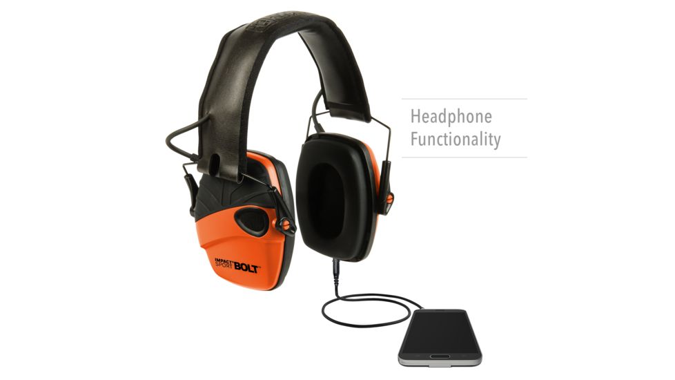 Howard Leight Impact Sport Bolt Electronic Earmuff, Orange, One size fits most, R-02231