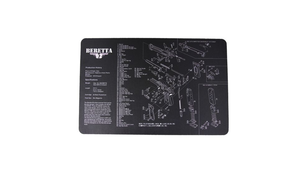 JE Machine Tech 11x17 inch Handgun Cleaning Mat w/Beretta 93 Imprint, Black TS-GT27