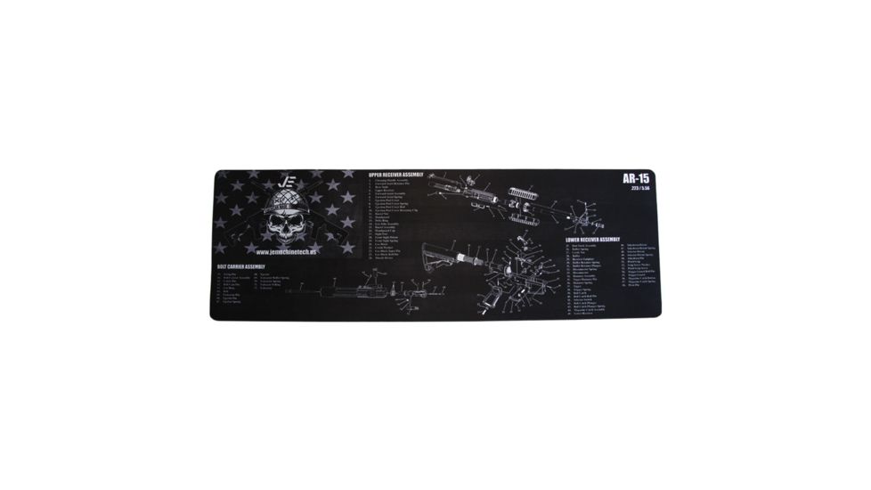 JE Machine Tech 12&quot; x 36&quot; Long Gun Cleaning Mat with AR-15 Imprint, 12in x 36in, Black TS-GT47