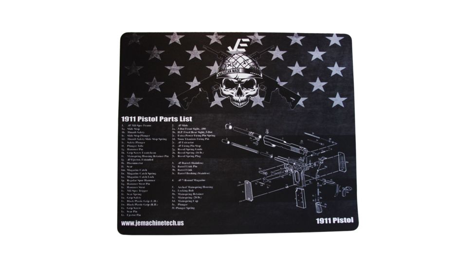 JE Machine Tech Cleaning Mat with 1911 Imprint, 18.5in x 16in, Black TS-GT49