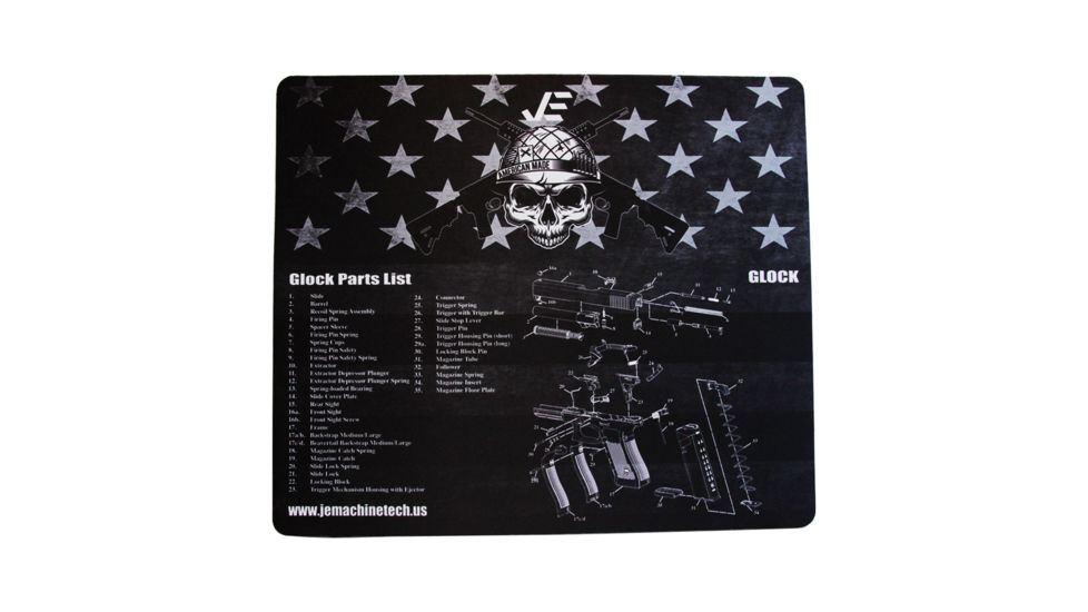 JE Machine Tech Cleaning Mat with Glock Imprint, 18.5in x 16in, Black TS-GT48