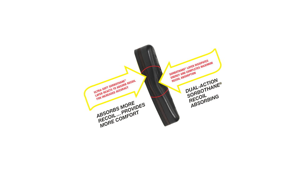 KICK-EEZ Dual Action All Purpose Recoil Pad - 5 1/4in L x 1 7/8in W x 1 1/8in T Dual 1/4in, DA 302-10-M-B