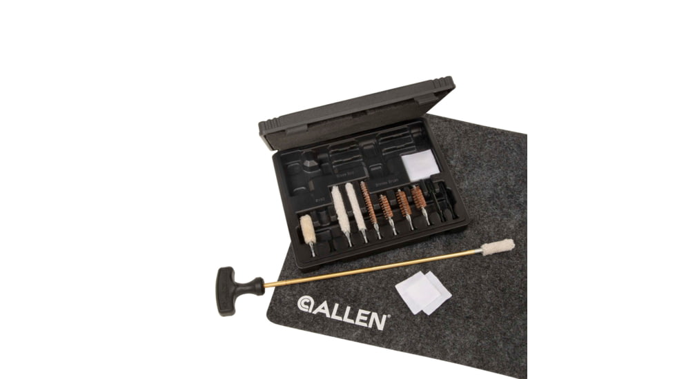 Krome Compact Handgun Cleaning Kit, .22/.38/9mm/.357/.44/.45 Caliber, 14-Pieces, Black, 6.5 in x 7.75 in, 70607