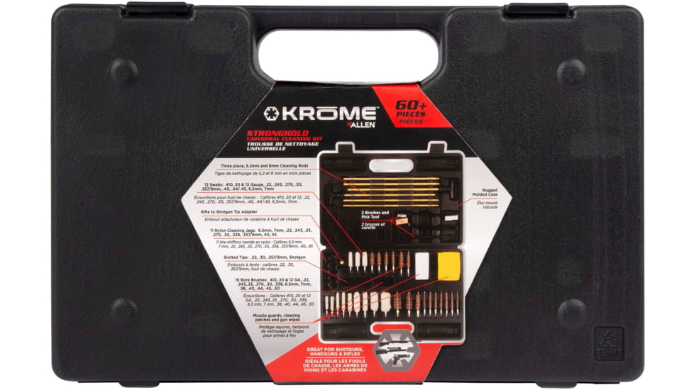 Krome Stronghold Universal Gun Cleaning Kit, 60-Pieces, Black, 10 in x 15 in, 70604