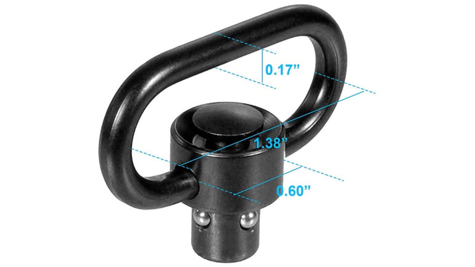 Leapers UTG Heavy Duty Push Button QD Sling Swivel, 1.38in Loop, Black, TL-QDSW18
