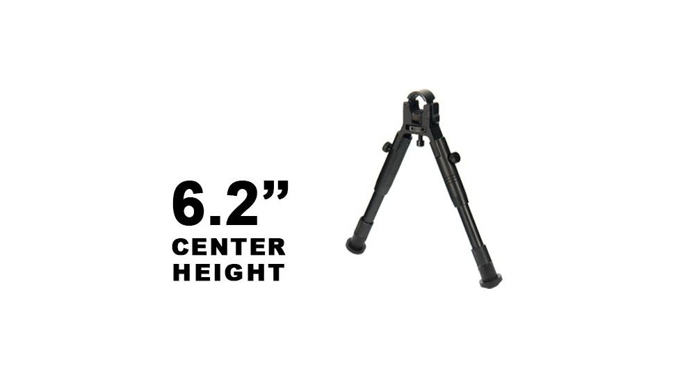 Leapers UTG New Gen Reinforced Clamp-on Bipod, Center Height 6.2-6.7in, _x000D_ TL-BP18S-A