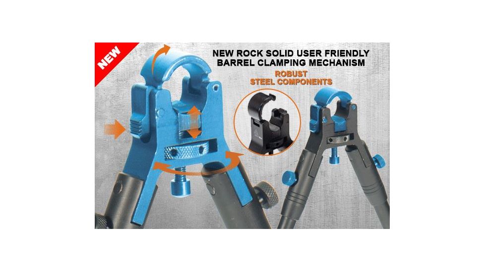 Leapers UTG New Gen Reinforced Clamp-on Bipod, Center Height 6.2-6.7in, _x000D_ TL-BP18S-A